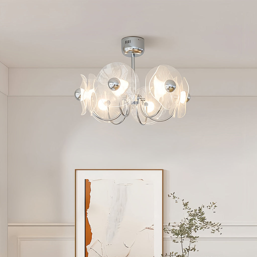 Acrylic LED Chandelier with Chrome Accents - Modern Multi-Head Ceiling Light