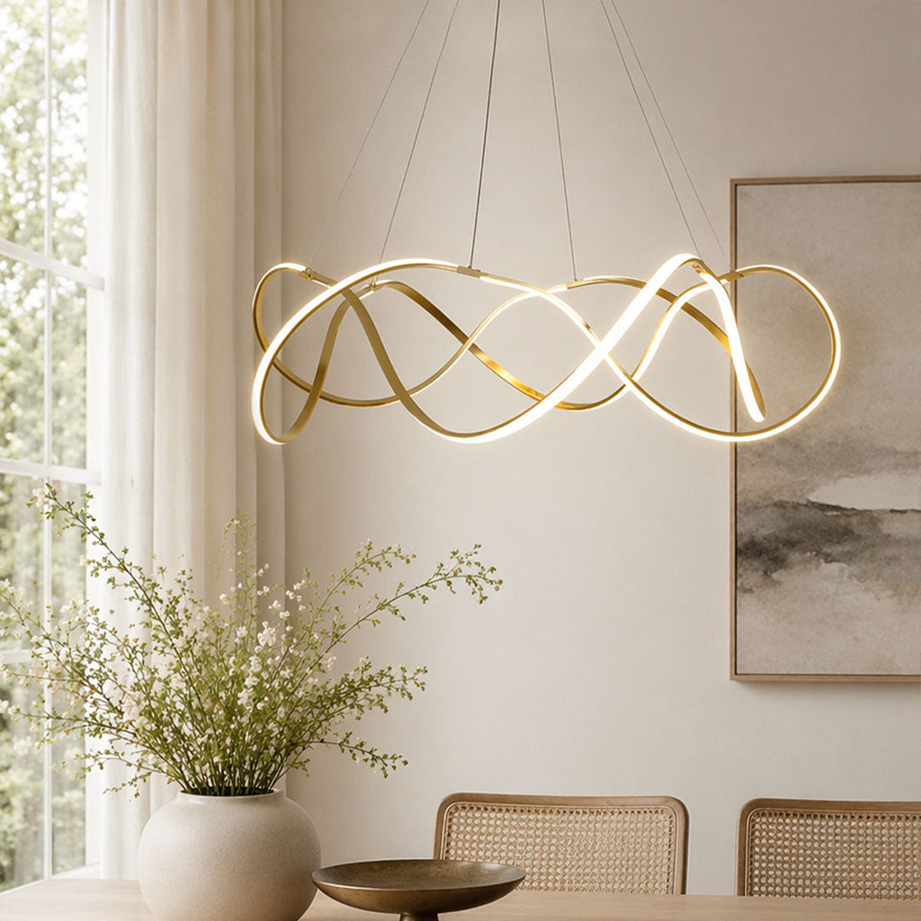 Modern Gold Geometric LED Chandelier - Dimmable Aluminum Design