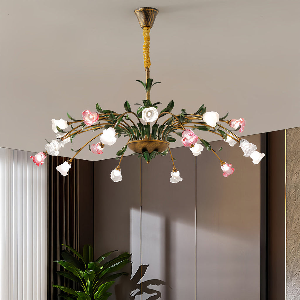 Vintage Floral Chandelier Rustic Branch Ceiling Light