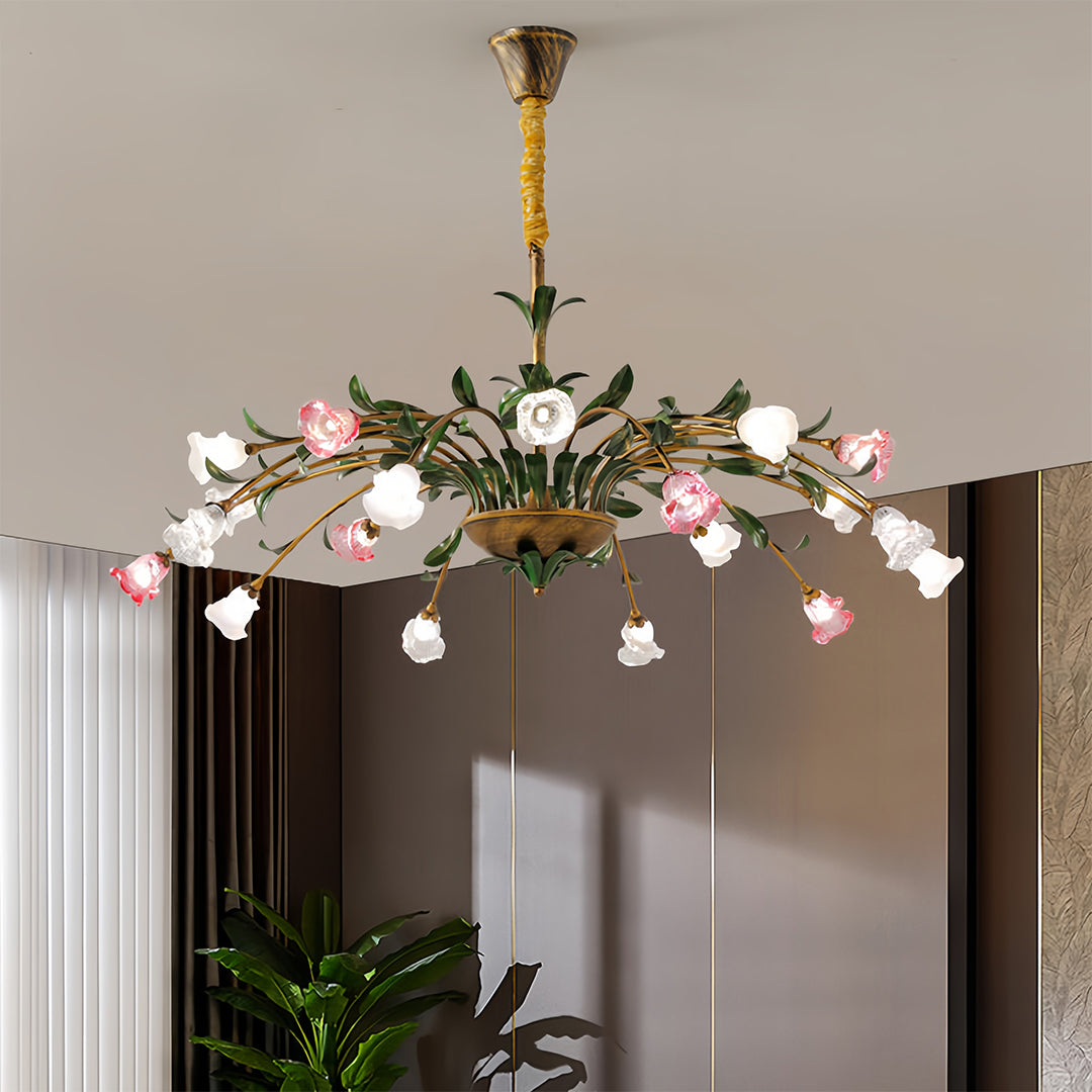 Vintage Floral Chandelier Rustic Branch Ceiling Light