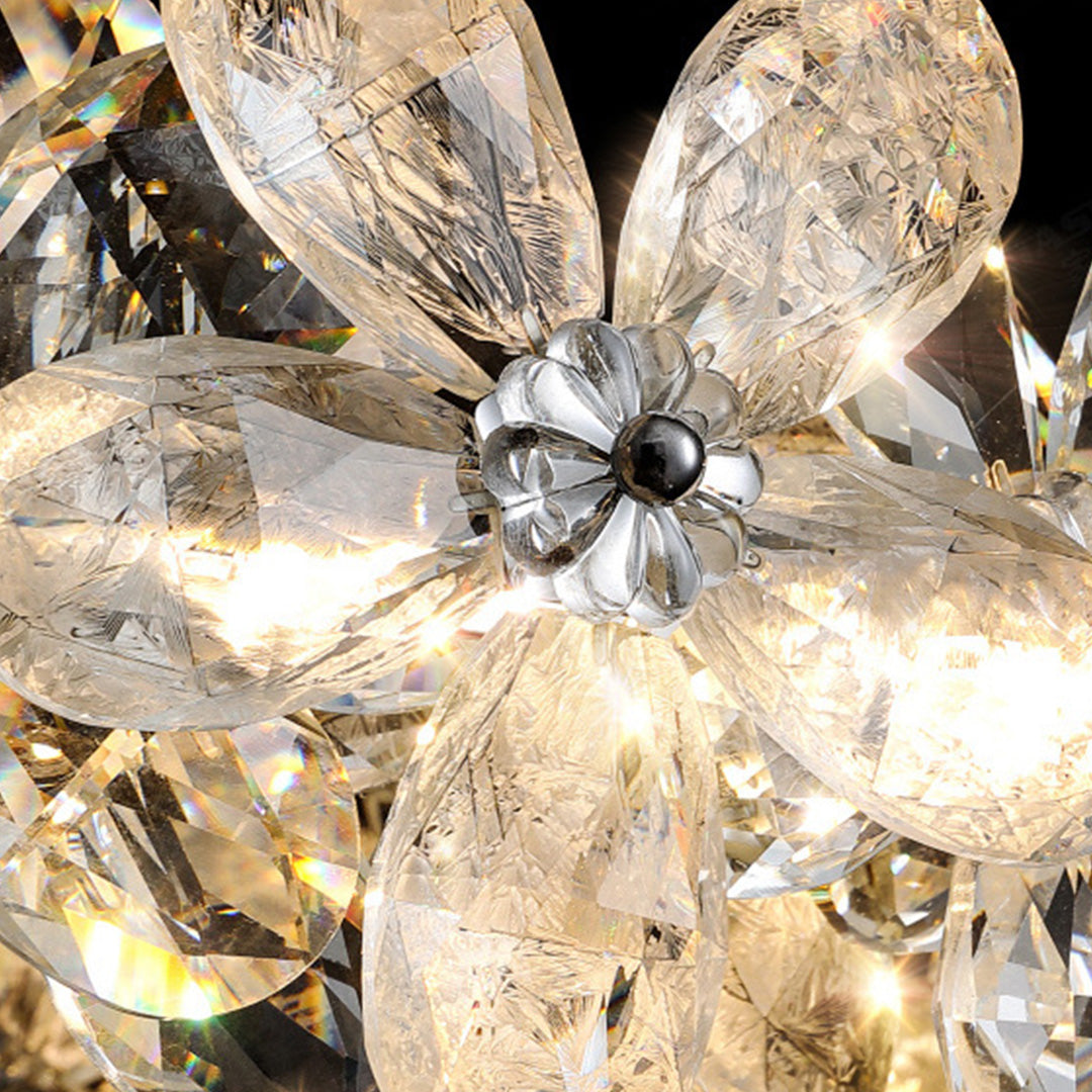 French Flower Crystal Chandelier - Elegant Dining Room Light Fixture