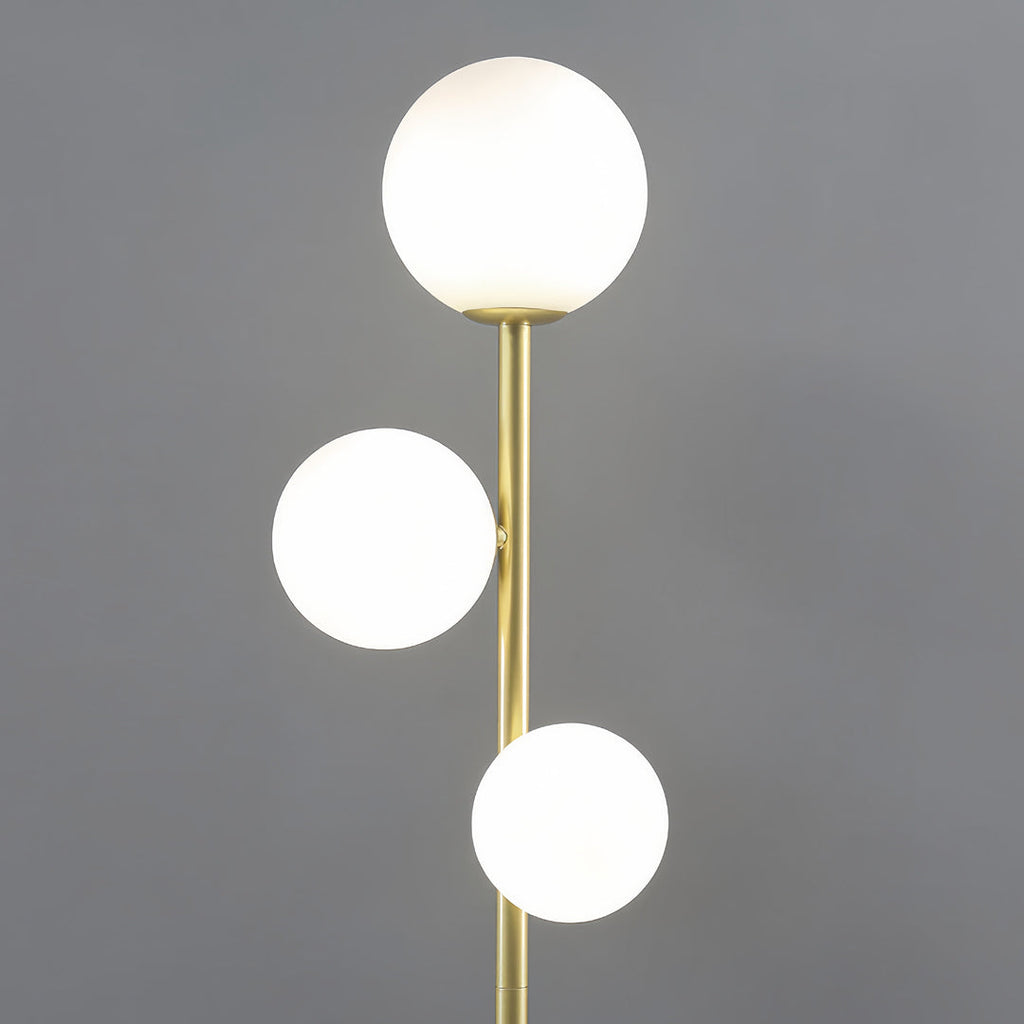 Modern 3-Light Gold Black White Globe Floor Lamp