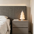 White Contemporary Cedar Christmas Tree Table Lamp - Modern Holiday Decor Lighting