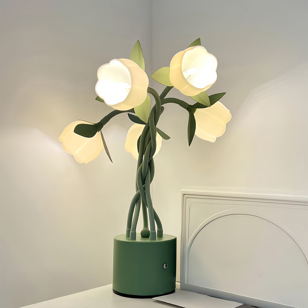 Artistic Vintage Green Table Lamp with Flexible Stems - Creative Lighting Solution