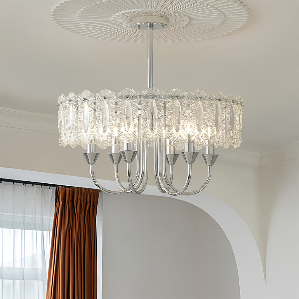 French Iron Chandelier Chrome Ceiling Light - Chic Metal Island Fixture