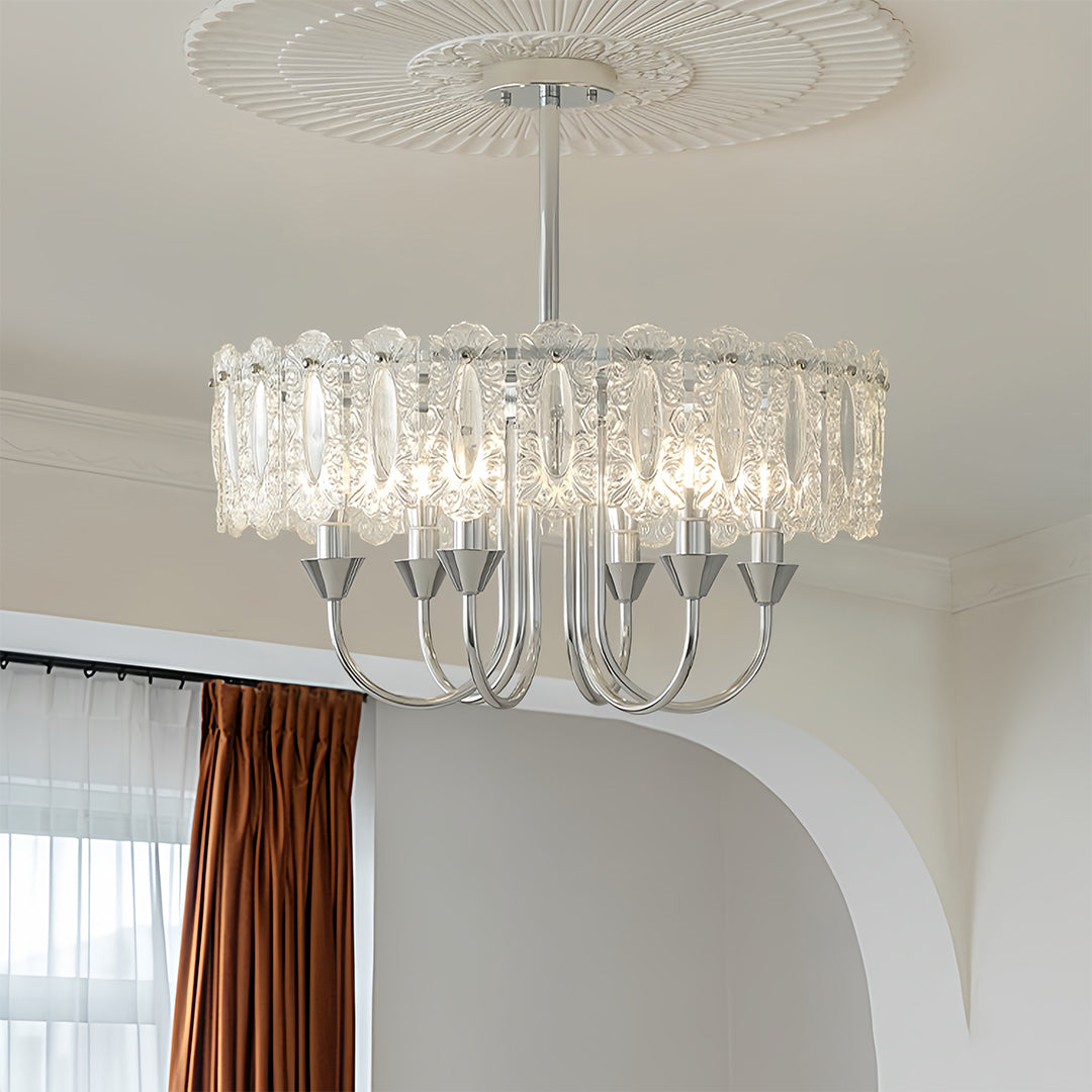 French Iron Chandelier Chrome Ceiling Light - Chic Metal Island Fixture