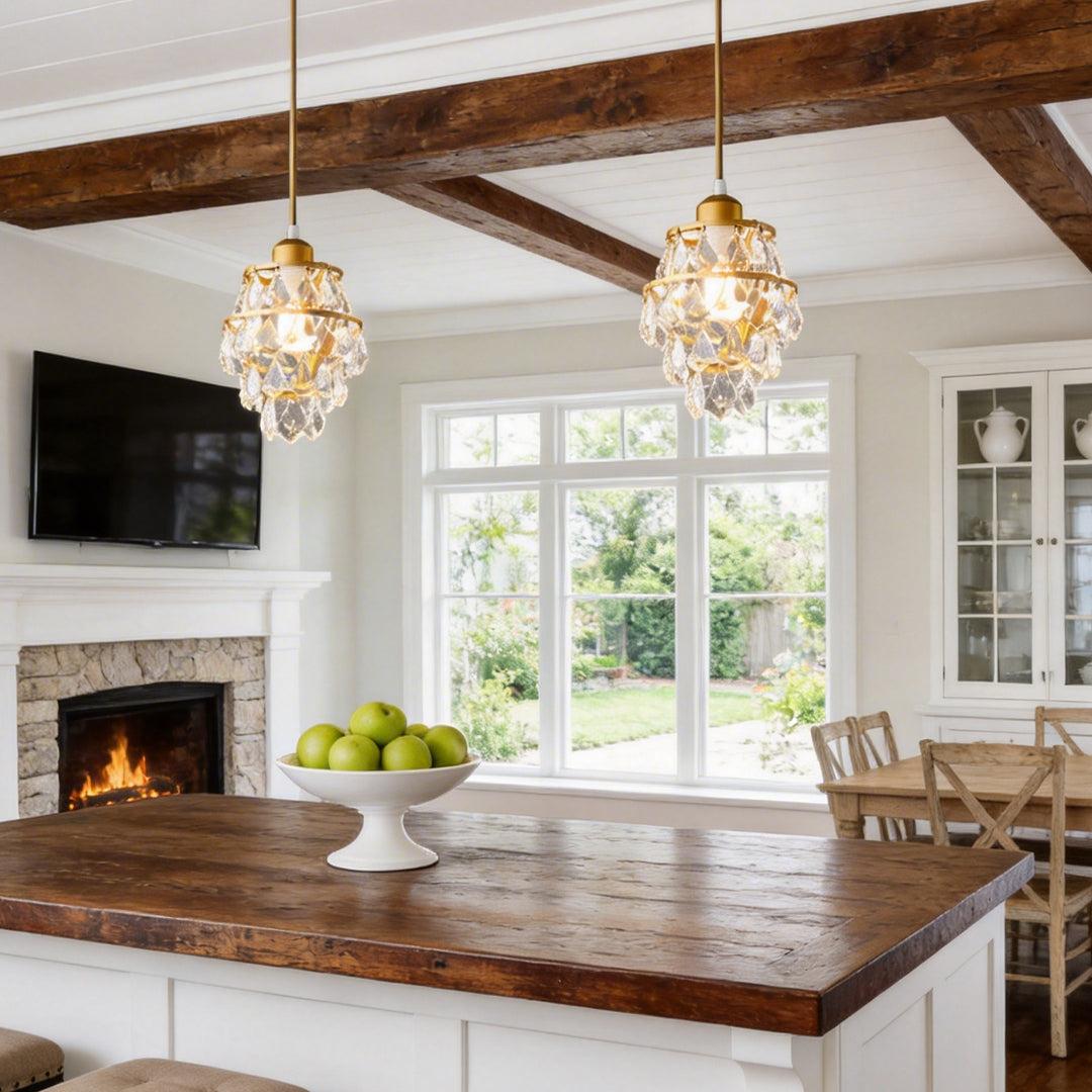 Mini Crystal Pendant Light - Modern Metal Ceiling Fixture, Contemporary Design, Elegant Hanging Light, Stylish Home Decor, Ideal for Dining Room & Kitchen