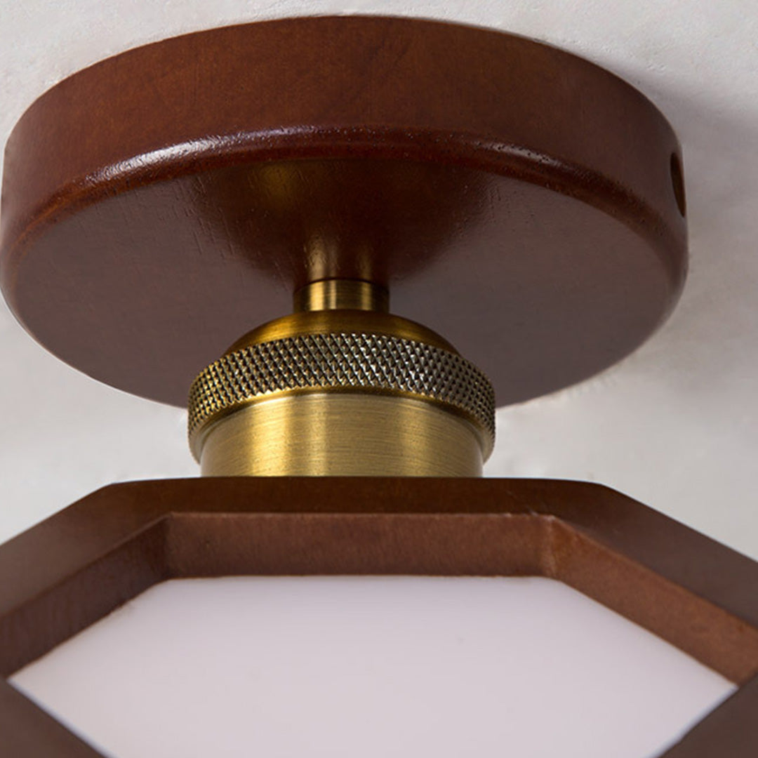 Wood Semi Flush Mount Light - Modern Minimalist Lotus Design Ceiling Fixture