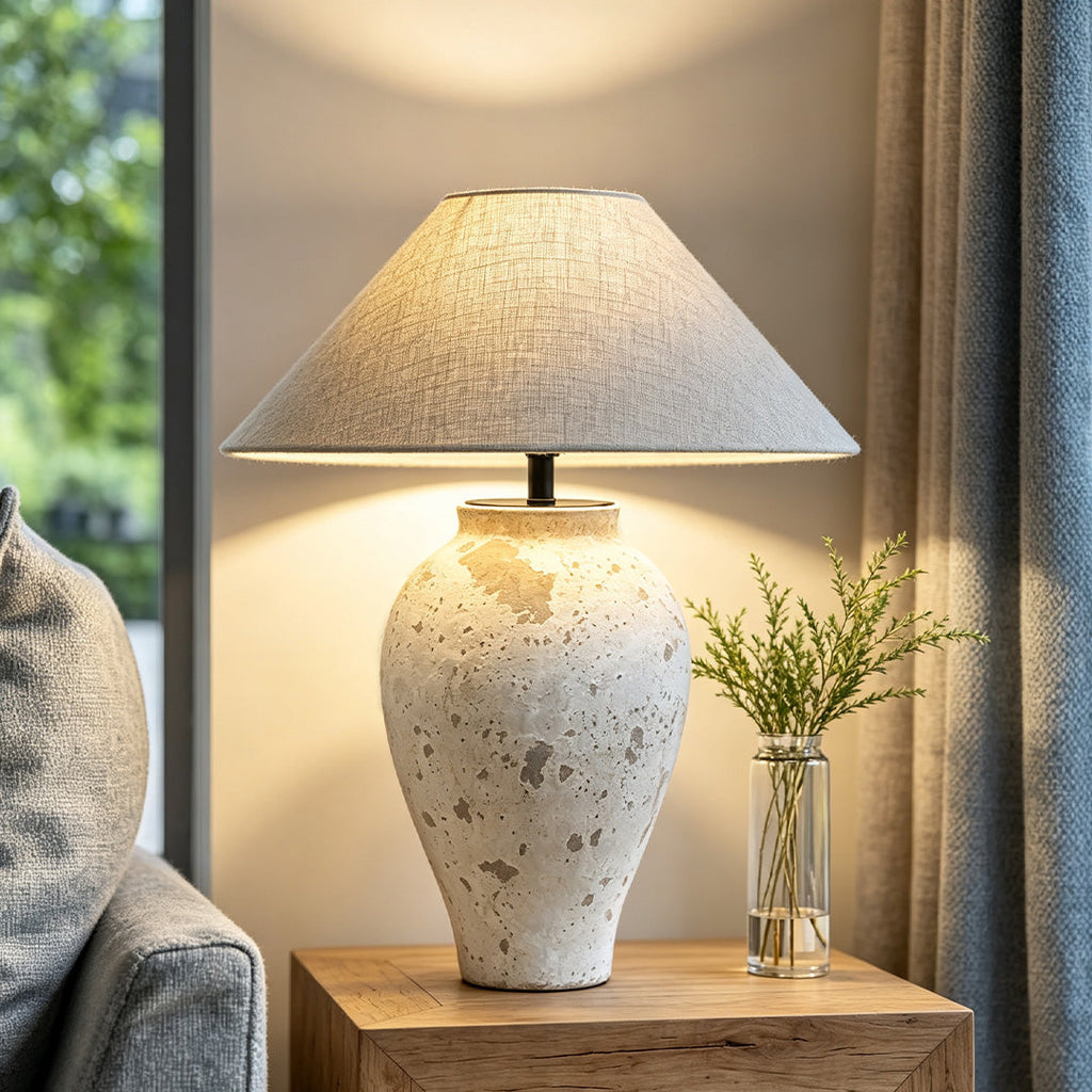 Wabi-Sabi Ceramic Pottery Table Lamp - Rustic Decor & Natural Beauty
