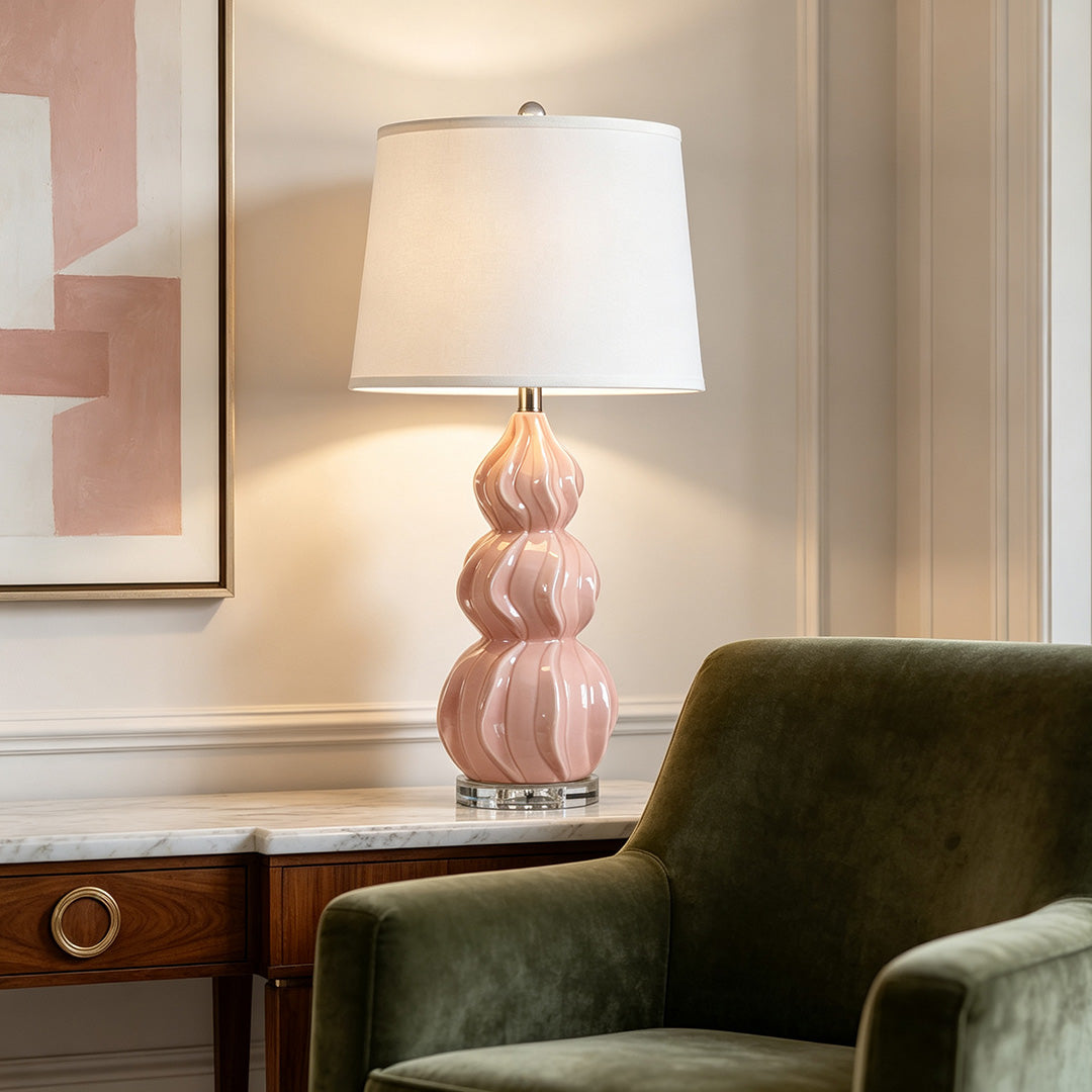 Gourd Ceramic Table Lamp – American Minimalist Accent Light for Home Decor