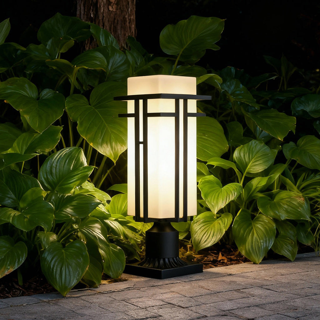 Black Retro Aluminum Path Lights - Frosted Glass Waterproof Outdoor Landscape Lighting