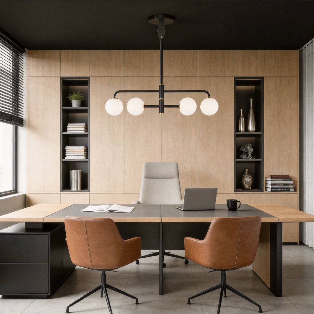 Black Semi Flush Mount Light for Sloped Ceilings - Minimalist Design