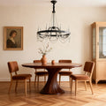Vintage Wrought Iron Chandelier with Pearl Accents - French Artistic Ceiling Light
