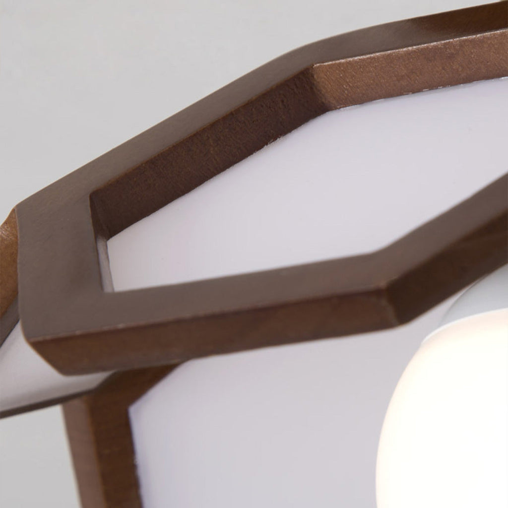 Wood Semi Flush Mount Light - Modern Minimalist Lotus Design Ceiling Fixture