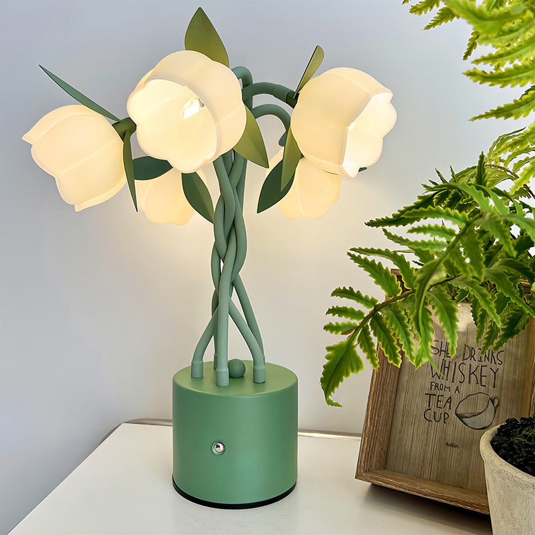 Artistic Vintage Green Table Lamp with Flexible Stems - Creative Lighting Solution