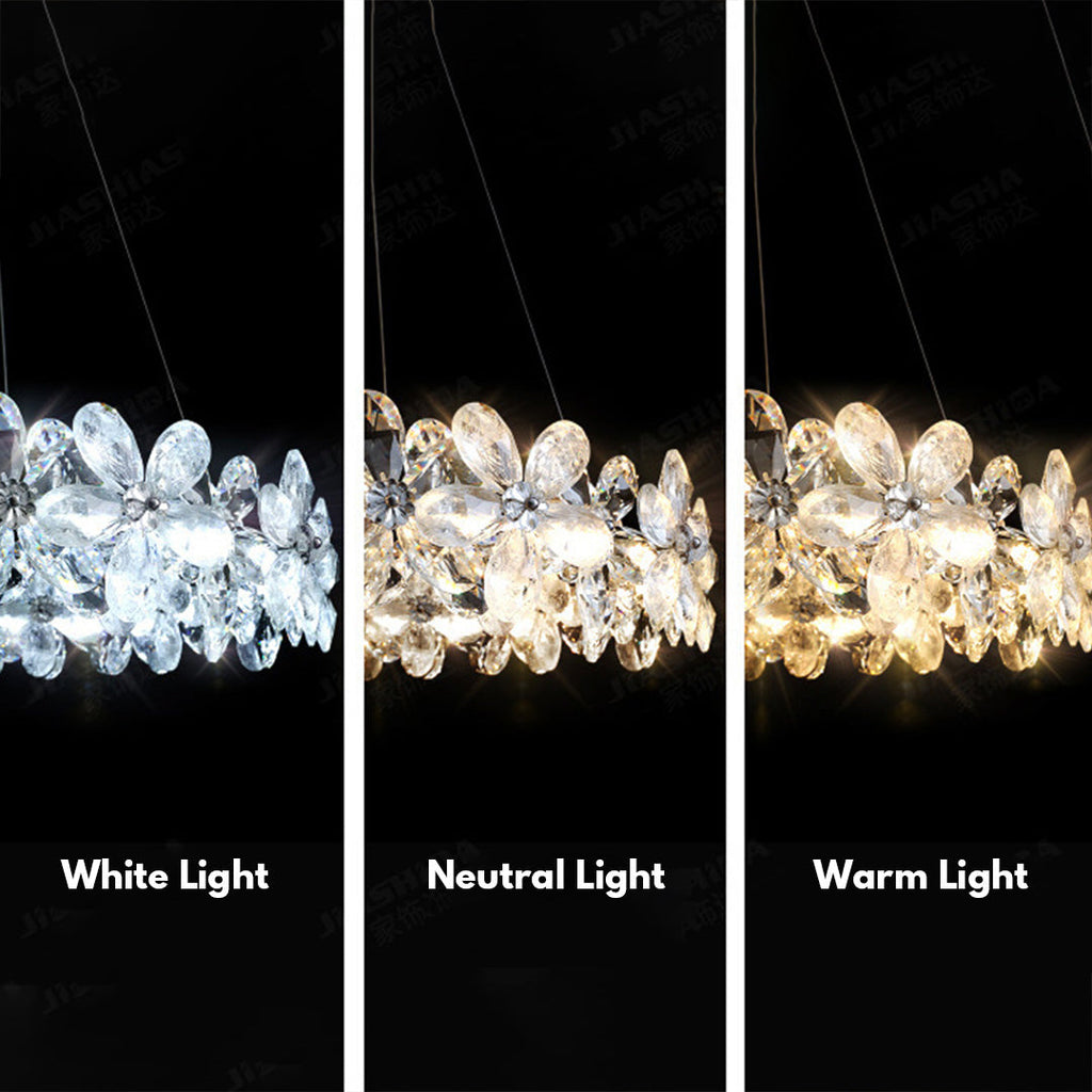 French Flower Crystal Chandelier - Elegant Dining Room Light Fixture