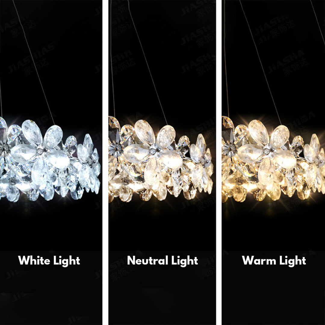 French Flower Crystal Chandelier - Elegant Dining Room Light Fixture