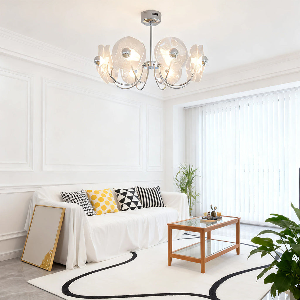Acrylic LED Chandelier with Chrome Accents - Modern Multi-Head Ceiling Light