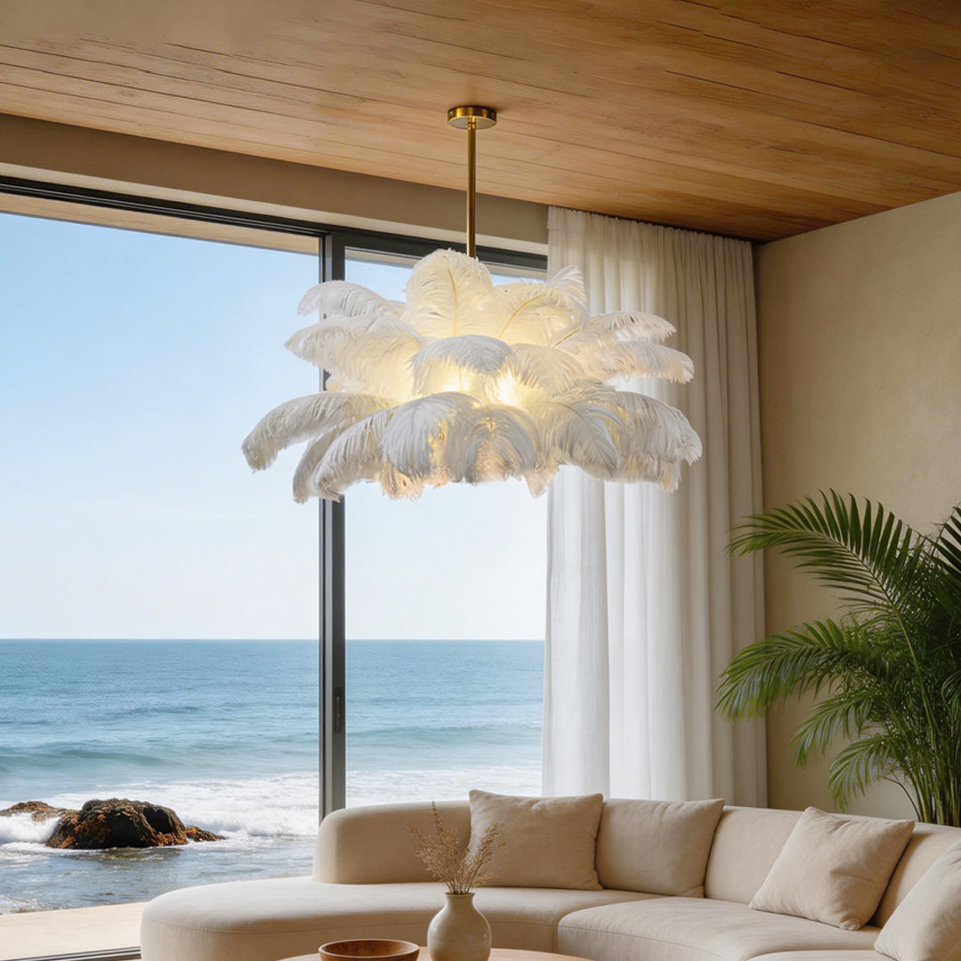 Nordic Feather Semi Flush Mount Ceiling Light - Elegant Indoor Lighting