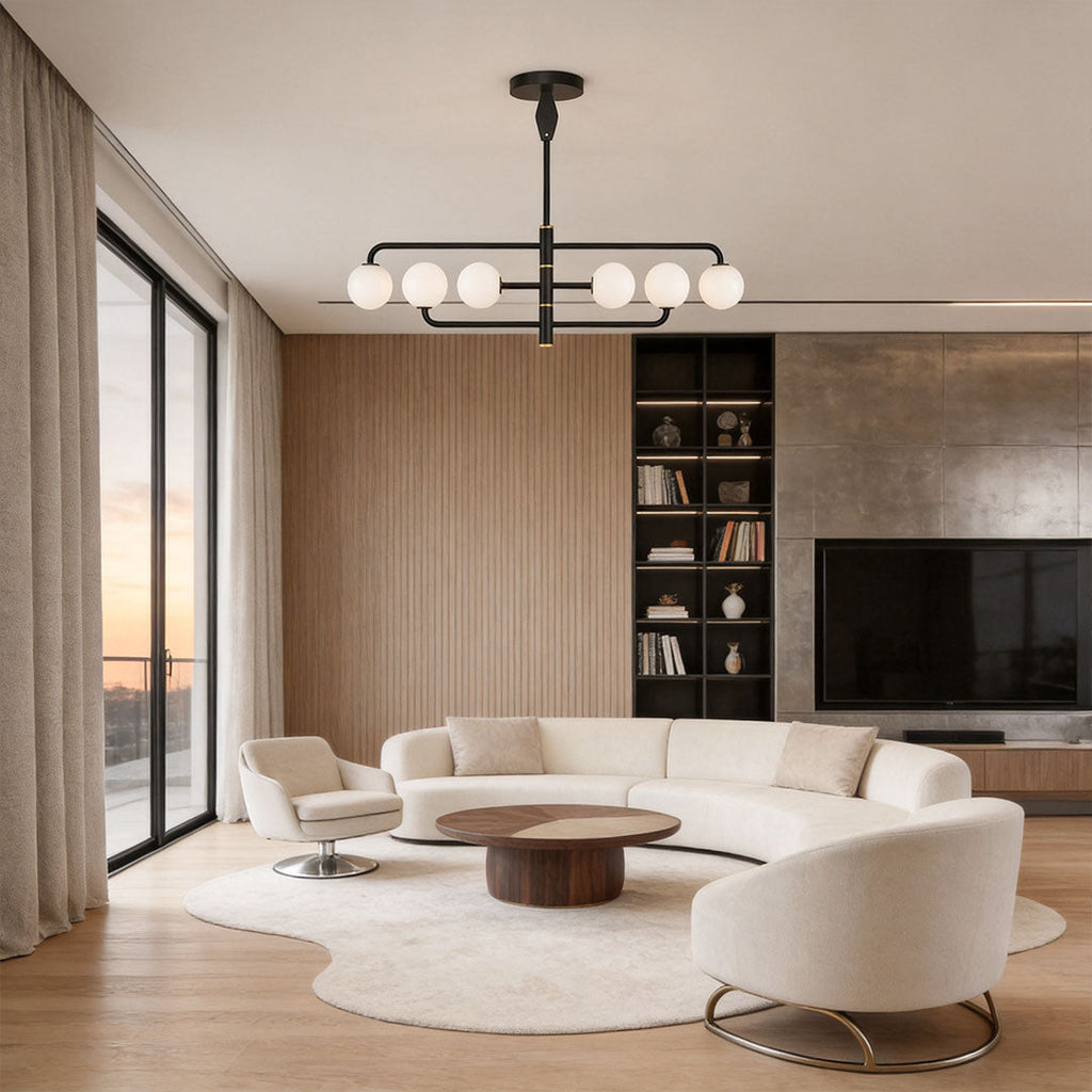 Black Semi Flush Mount Light for Sloped Ceilings - Minimalist Design
