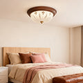 Retro Flush Mount Ceiling Light - American Walnut Glass Lamp