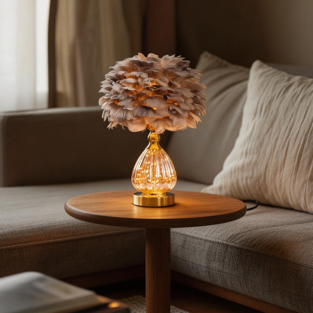 Feather Table Lamp Nordic Romantic Wedding Light

Illuminate your space with our Feather Table Lamp, designed in Nordic style to create a romantic ambiance for weddings and special occasions. This elegant lamp features soft, feathery textures that enhance