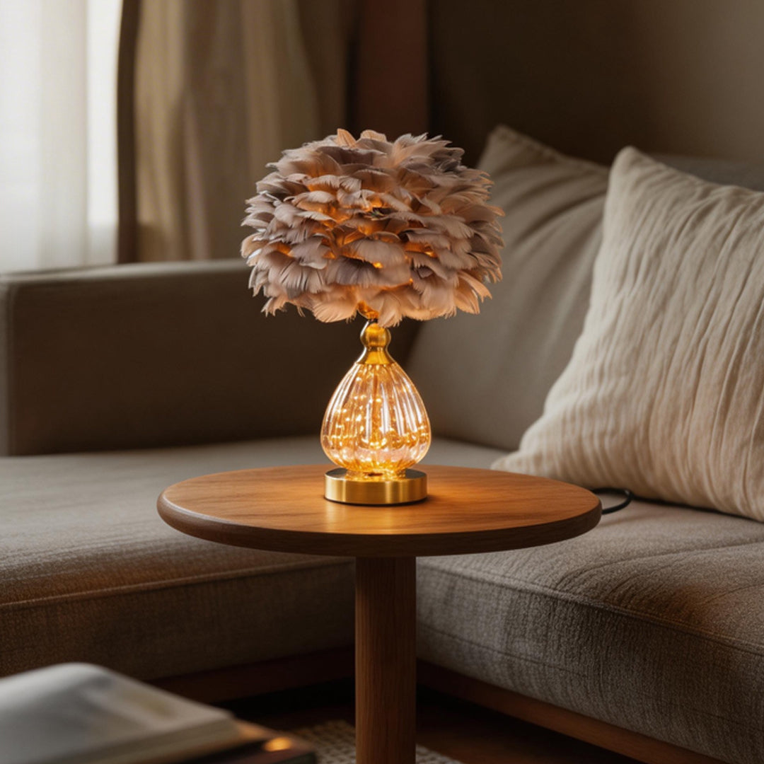 Feather Table Lamp Nordic Romantic Wedding Light

Illuminate your space with our Feather Table Lamp, designed in Nordic style to create a romantic ambiance for weddings and special occasions. This elegant lamp features soft, feathery textures that enhance