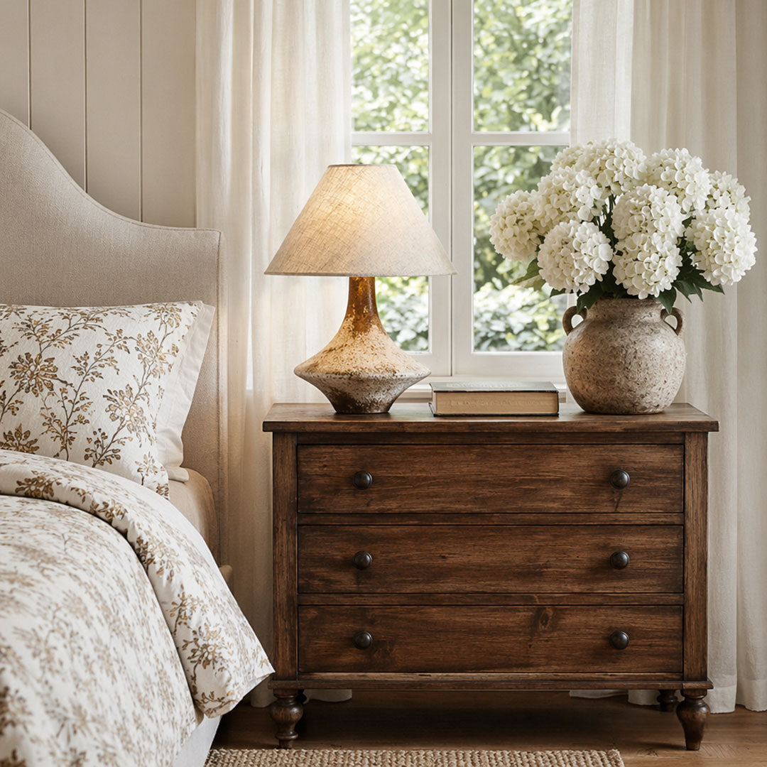 Gray Ceramic Wabi-Sabi Table Lamp - Stylish Bedside Accent Light