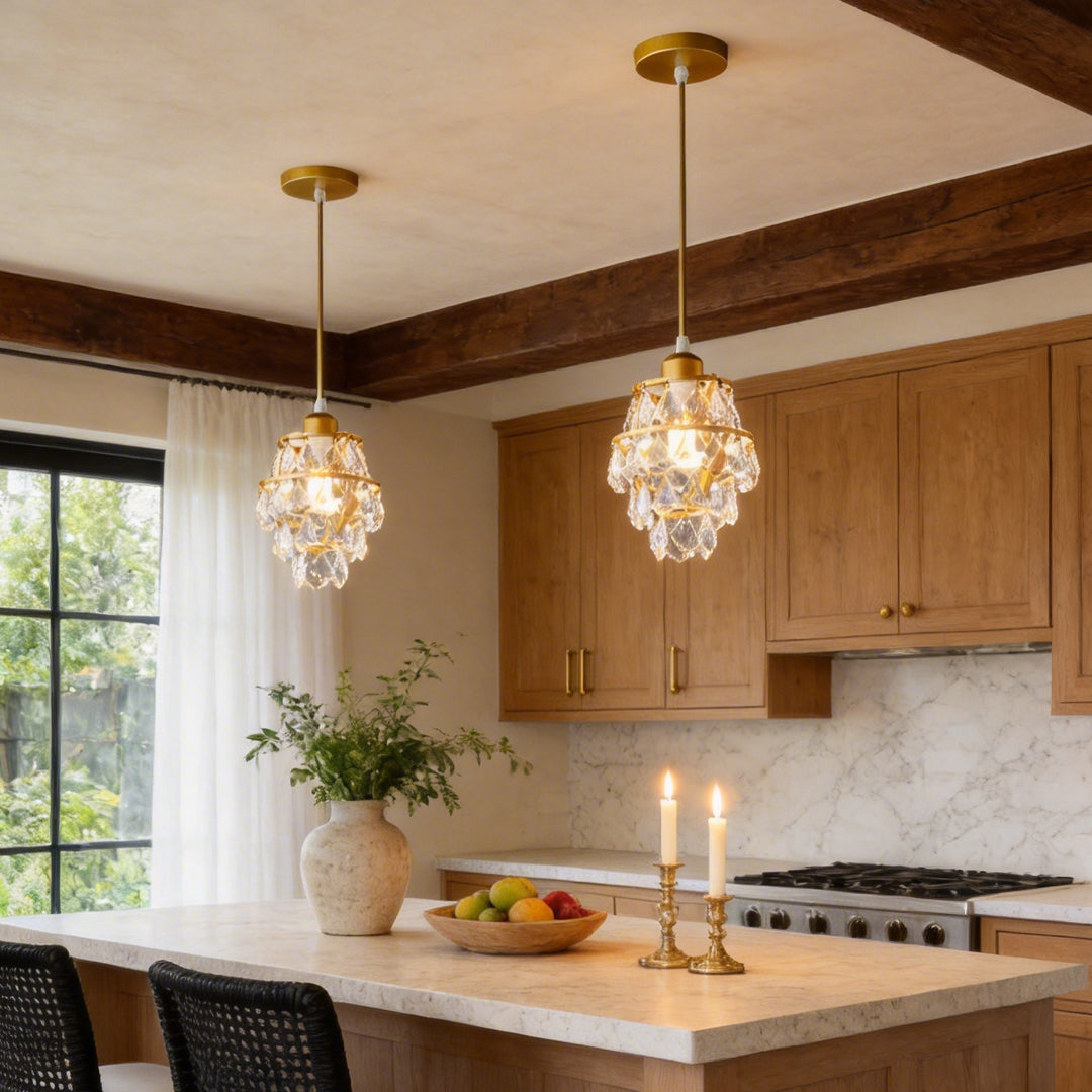 Mini Crystal Pendant Light - Modern Metal Ceiling Fixture, Contemporary Design, Elegant Hanging Light, Stylish Home Decor, Ideal for Dining Room & Kitchen
