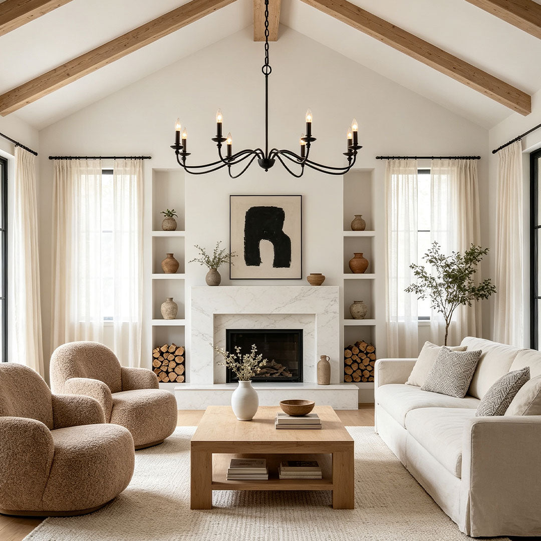 Modern Brass Chandelier Minimalist Candle Light Ceiling Fixture