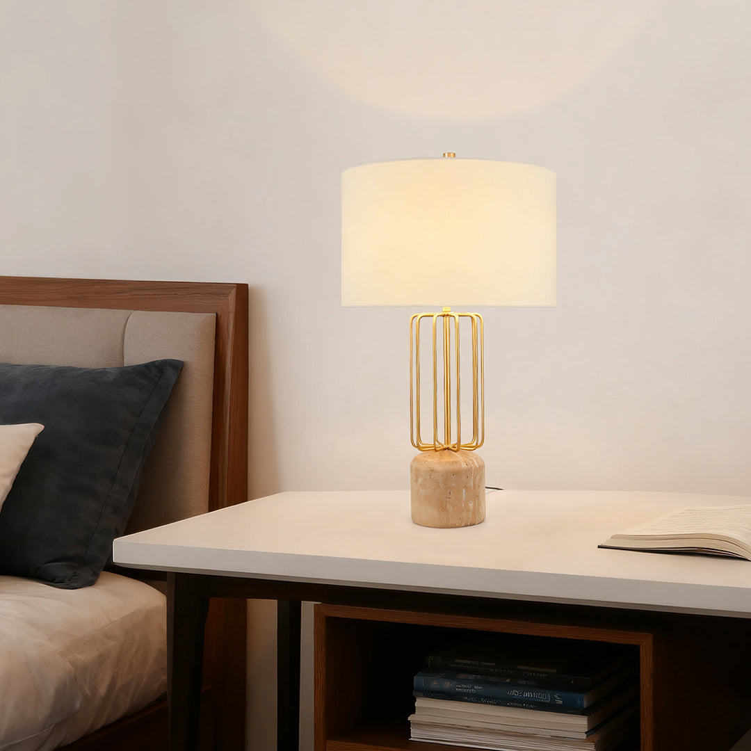 Geometric Metal Cage LED Table Lamp - Nordic Style Eye-Care Light
