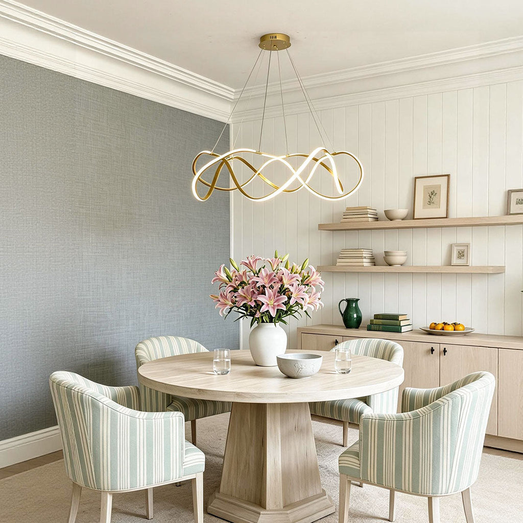Modern Gold Geometric LED Chandelier - Dimmable Aluminum Design