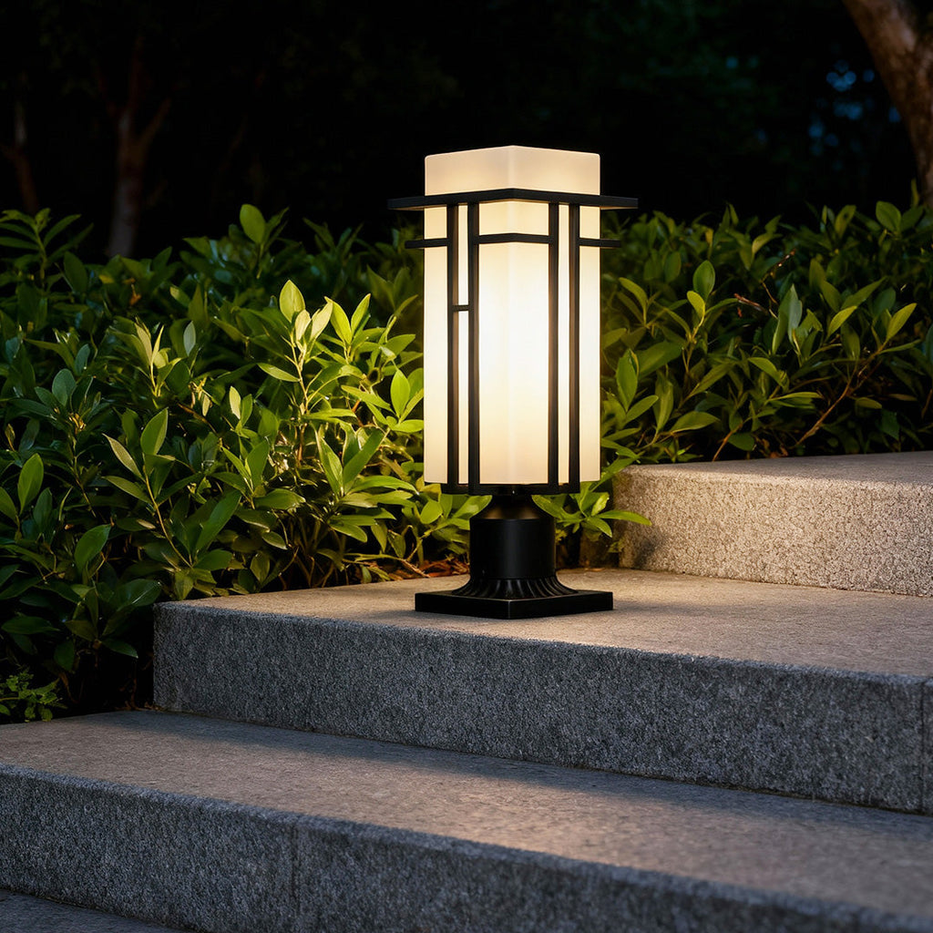 Black Retro Aluminum Path Lights - Frosted Glass Waterproof Outdoor Landscape Lighting