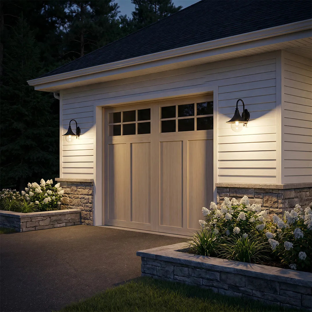 Outdoor Black Wall Light - Retro Trumpet-Shaped Fixture