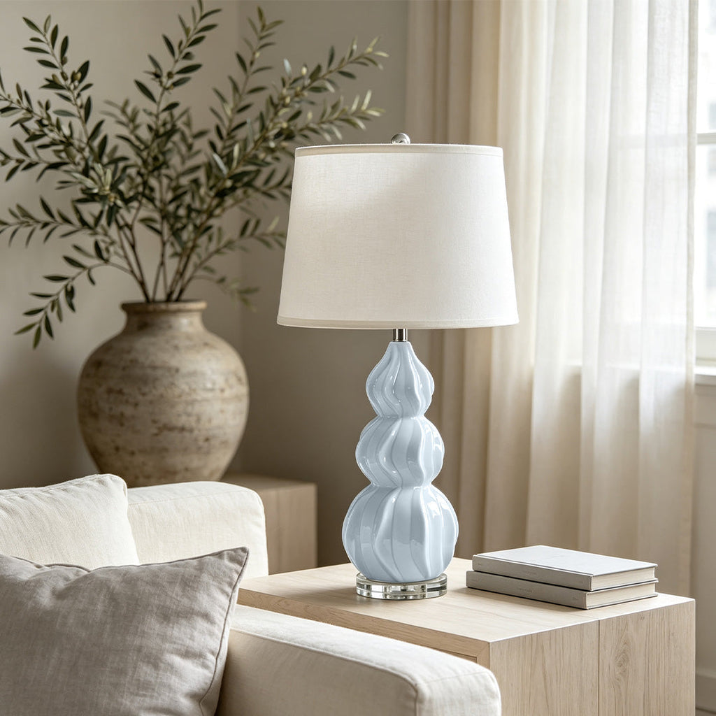 Gourd Ceramic Table Lamp – American Minimalist Accent Light for Home Decor