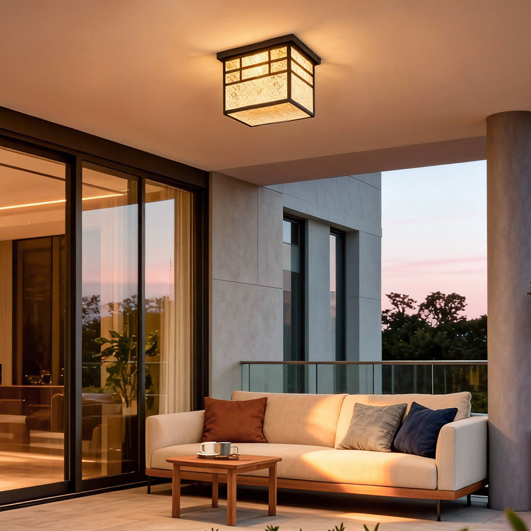 Square Waterproof Outdoor Ceiling Light - Flush Mount Courtyard Fixture