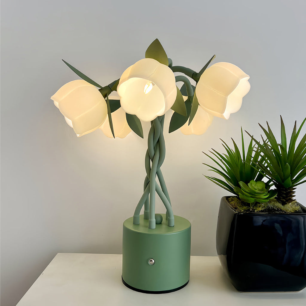 Artistic Vintage Green Table Lamp with Flexible Stems - Creative Lighting Solution