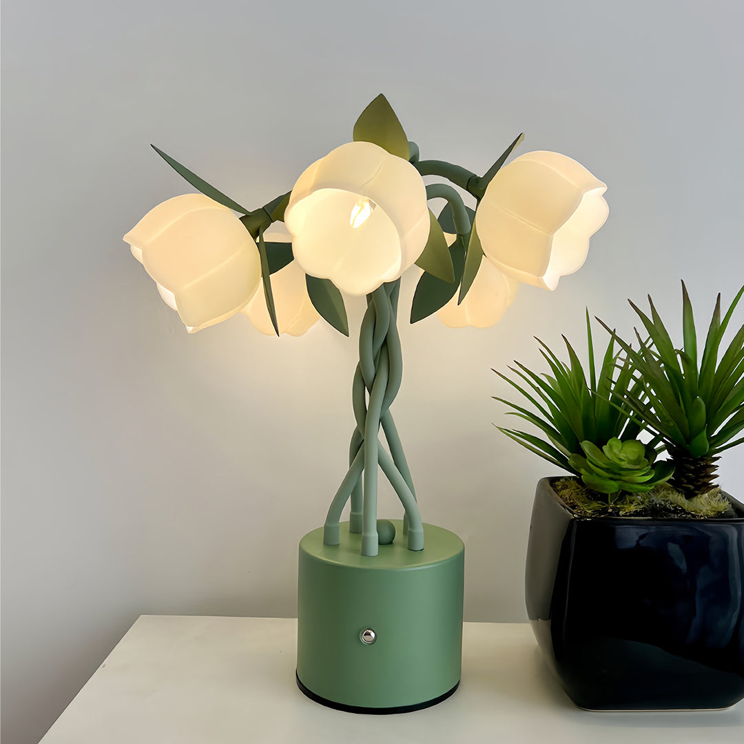 Artistic Vintage Green Table Lamp with Flexible Stems - Creative Lighting Solution