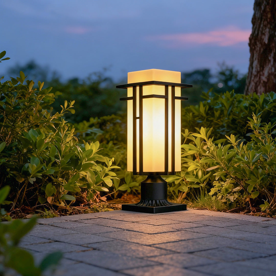 Black Retro Aluminum Path Lights - Frosted Glass Waterproof Outdoor Landscape Lighting