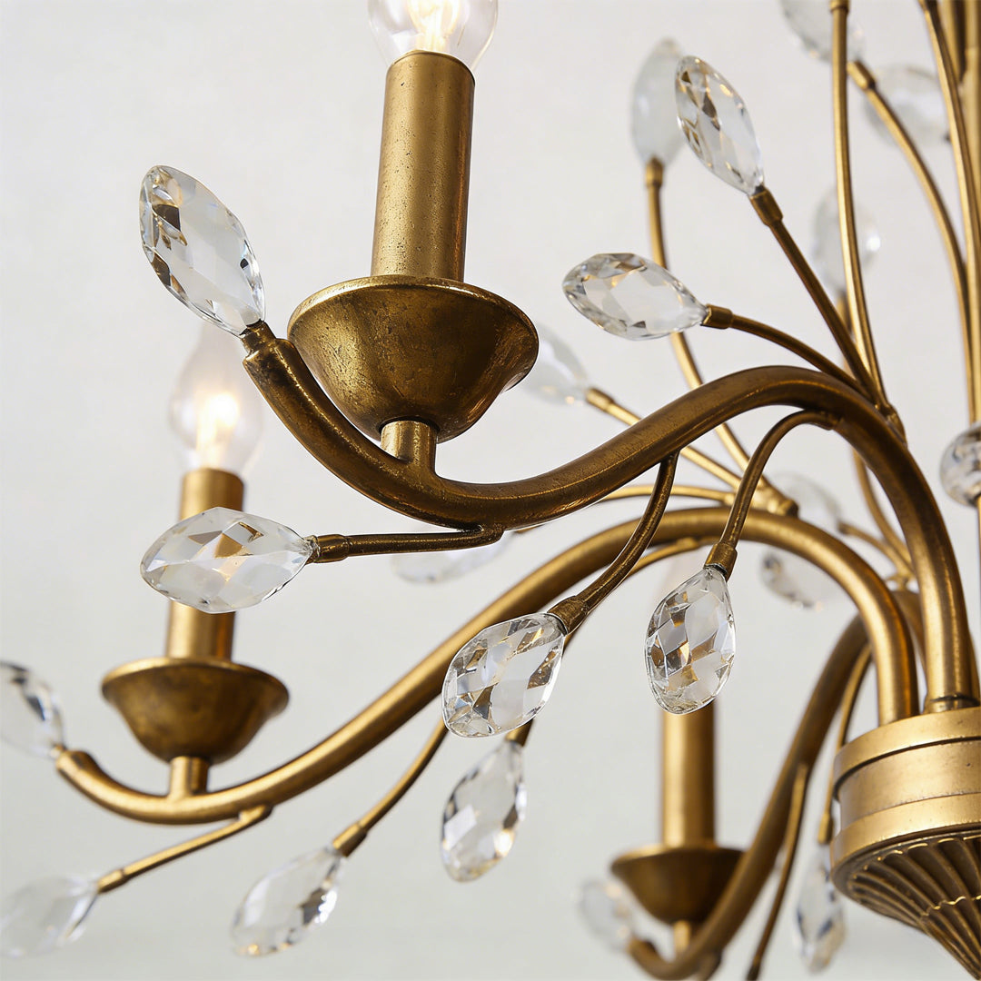 Gold Chandelier Crystal Ceiling Light - Elegant Branch Design