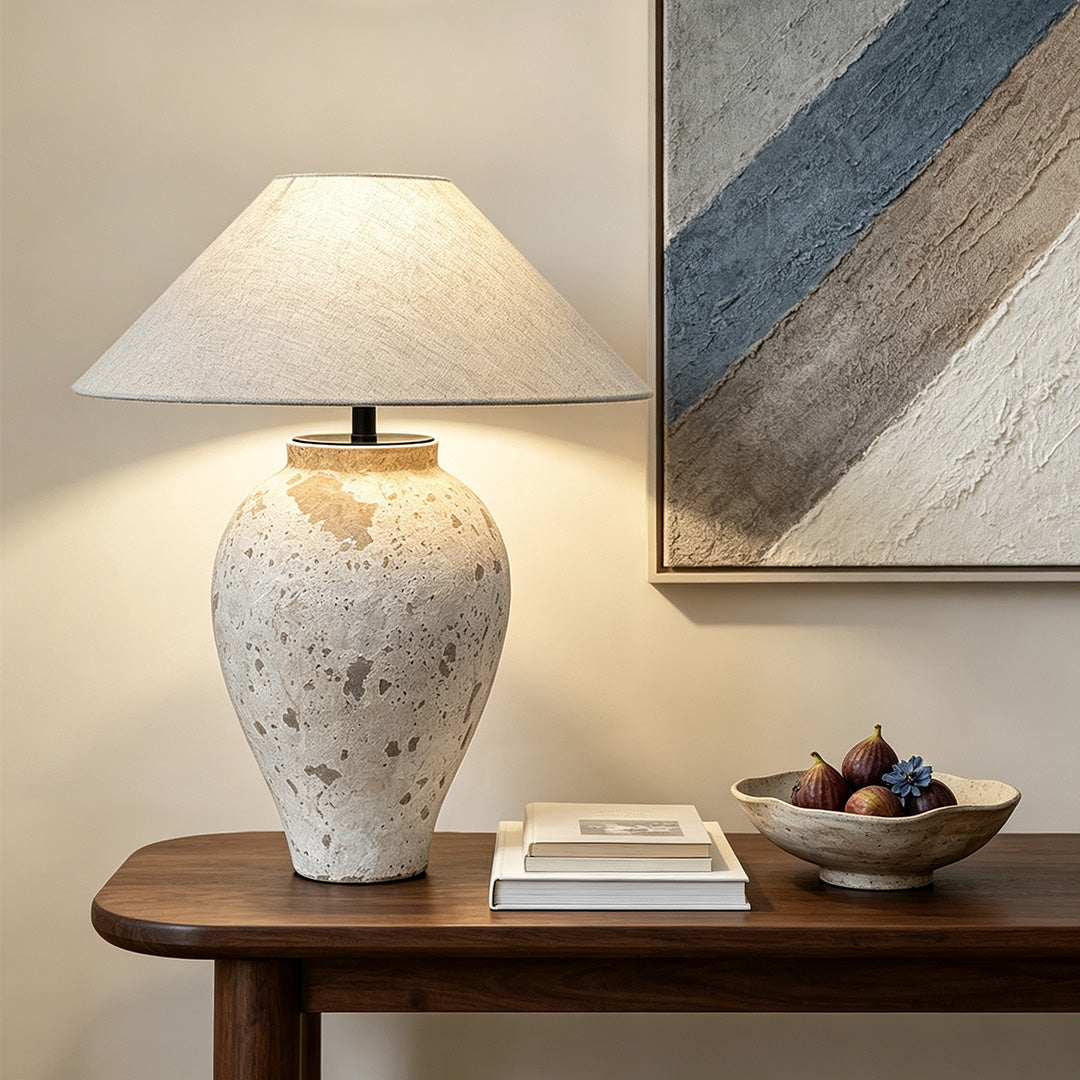 Wabi-Sabi Ceramic Pottery Table Lamp - Rustic Decor & Natural Beauty