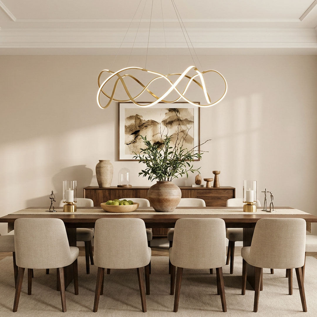 Modern Gold Geometric LED Chandelier - Dimmable Aluminum Design