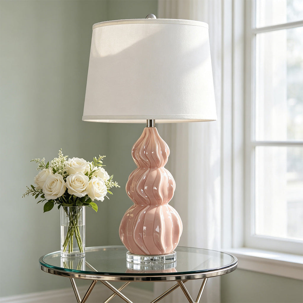 Gourd Ceramic Table Lamp – American Minimalist Accent Light for Home Decor