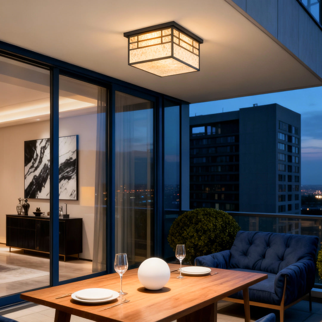 Square Waterproof Outdoor Ceiling Light - Flush Mount Courtyard Fixture
