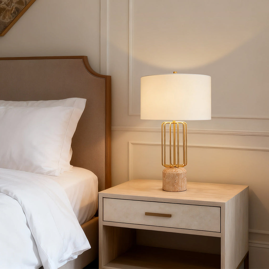 Geometric Metal Cage LED Table Lamp - Nordic Style Eye-Care Light