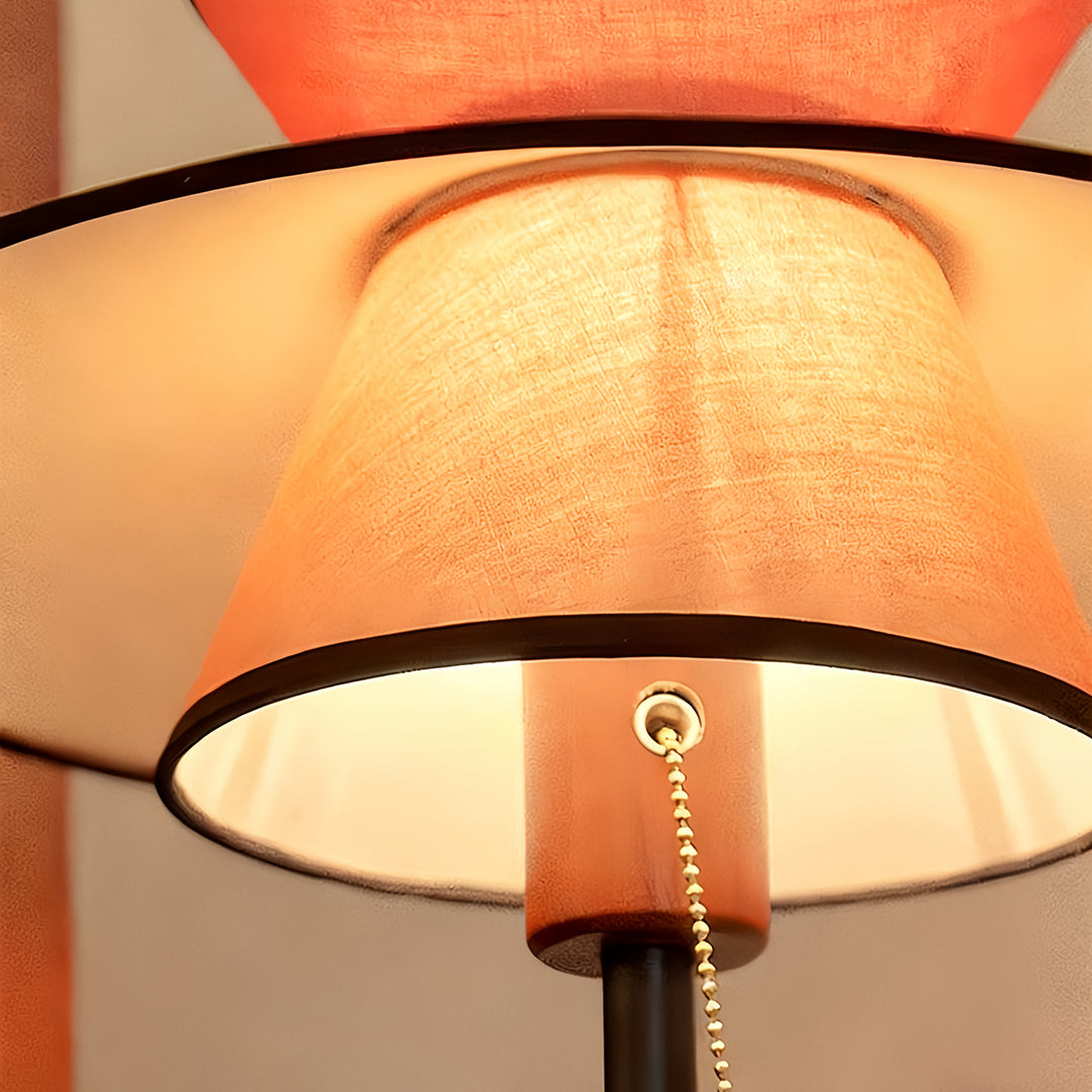 Vintage Pull Chain Floor Lamp with Fabric Shade - Ambient Lighting
