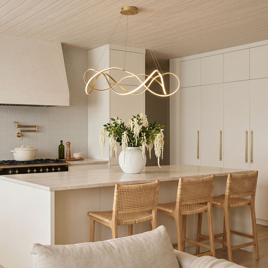 Modern Gold Geometric LED Chandelier - Dimmable Aluminum Design