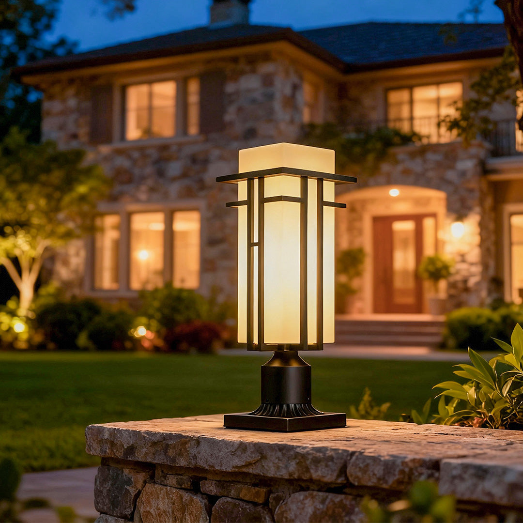 Black Retro Aluminum Path Lights - Frosted Glass Waterproof Outdoor Landscape Lighting