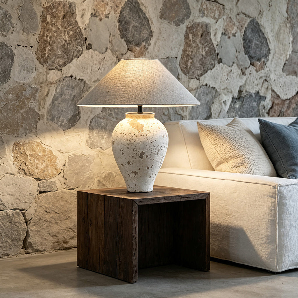 Wabi-Sabi Ceramic Pottery Table Lamp - Rustic Decor & Natural Beauty