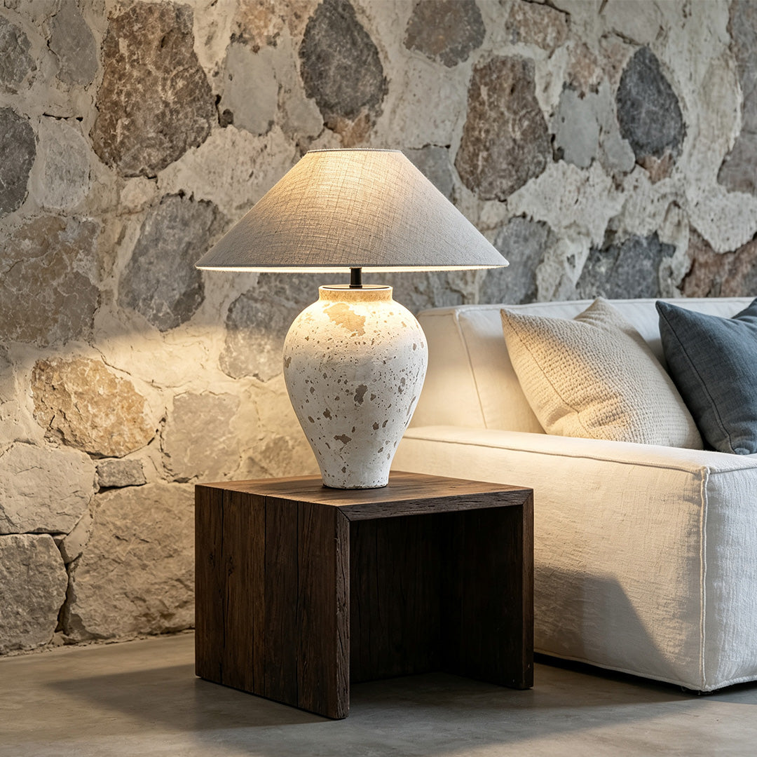 Wabi-Sabi Ceramic Pottery Table Lamp - Rustic Decor & Natural Beauty